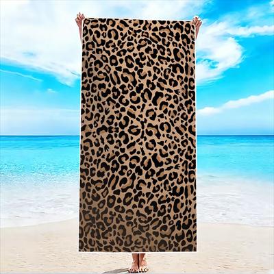 1Pc, Leopard Print Beach Towel, Super Absorbent Lightweight Beach Towel - Sand-Free Quick-Drying Towel, Soft Microfiber, Suitable for Various Settings