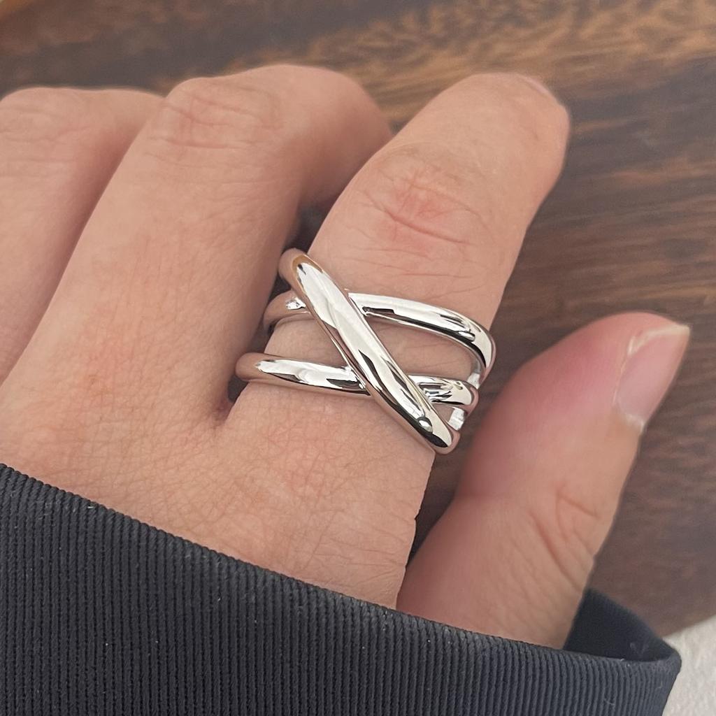 Xiaomi 925 Sterling Silver Rings For Women Men Fine Jewelry Finger Adjustable Open Gold Cross Ring For Party Birthday Gift