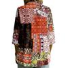 Women's Vintage Floral Print Button Down Blouse, 3/4 Sleeve Relaxed Fit Shirt