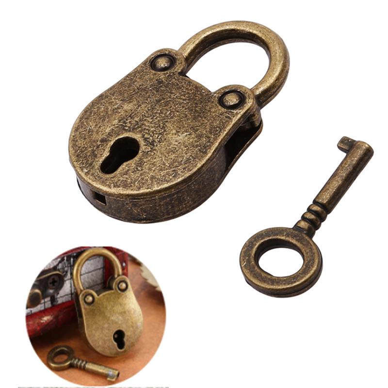 Alte Metallschlösser im Vintage-Stil, Mini-Vorhängeschloss, kleine Gepäckbox, Schlüsselschloss, Bronzefarbe, Heimgebrauch, Hardware-Dekorationen