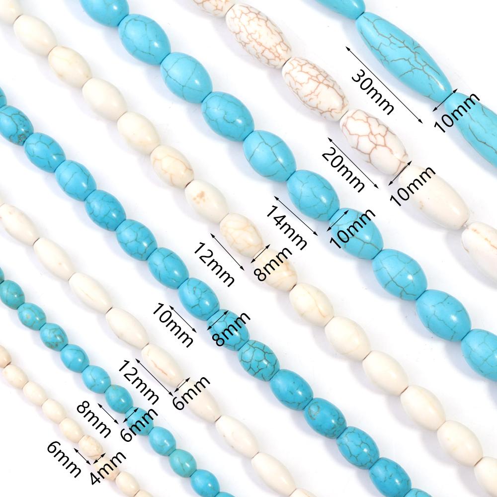 11-55pcs/lot Multiple Size Oval Turquoise Stone Beads Seed Beads Loose Spacer Beads For Jewelry Making DIY Bracelet Necklace