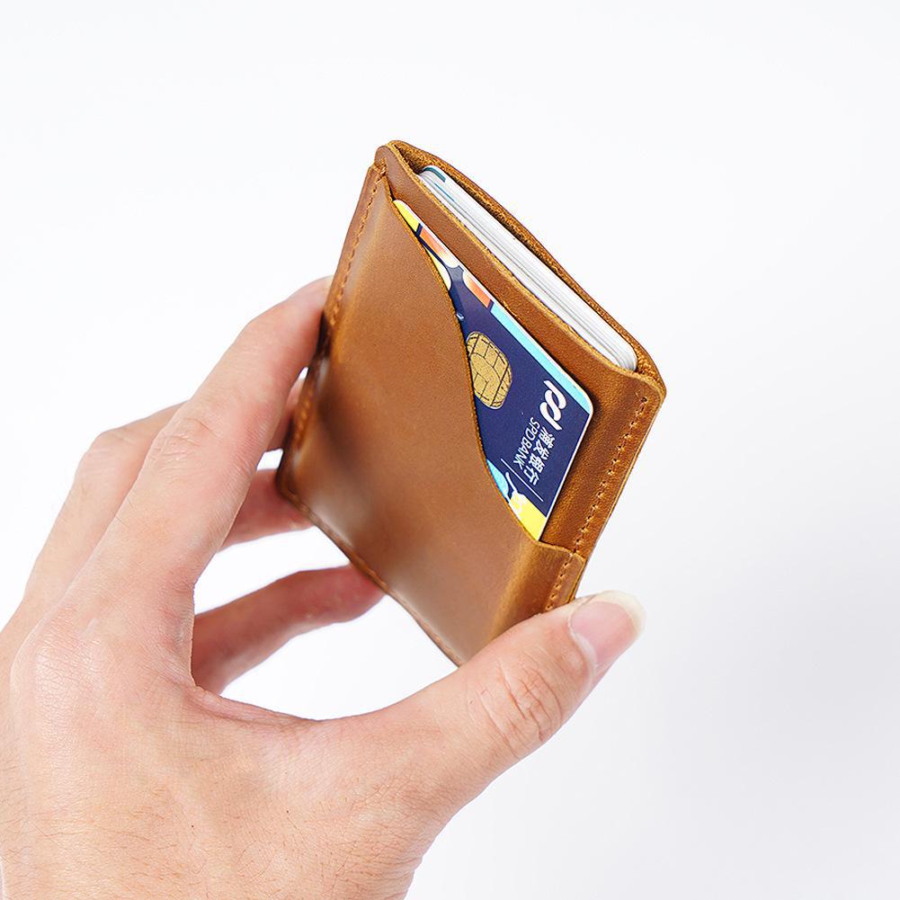 Retro Crazy Horse Leather Ultra-Thin Card Holder: Top Layer Cowhide with Multifunctional Storage