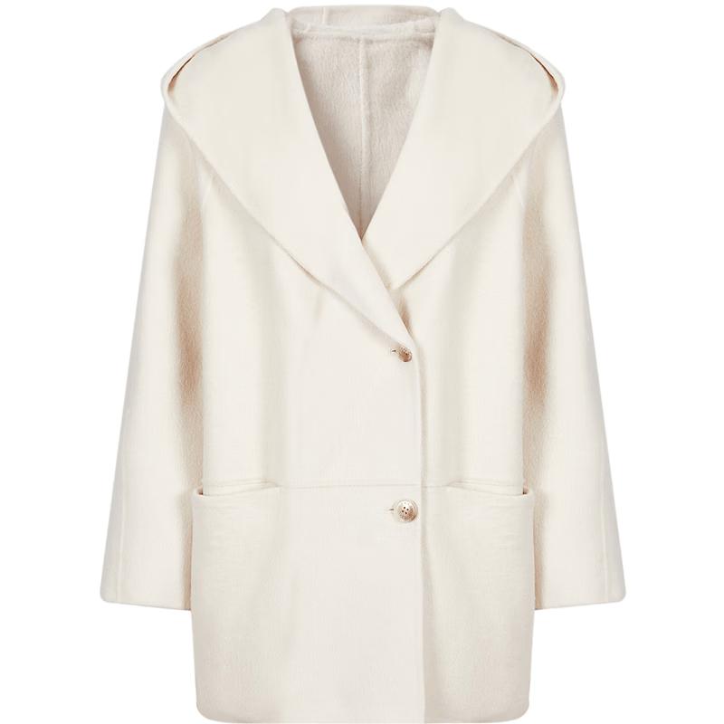 JOZANNE Hooded Wool Blend Double-Faced Casual Coat