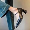 French Square Head Mary Jane Shoes Women's Spring and Summer 2025 Retro High Heels with Leather Light Mouth Thick Heel Single Shoes
