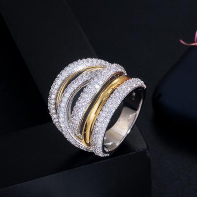 Big Cross 10K Gold Pave Diamond Ring Jewelry Luxury Engagement Wedding Band Rings for Women Bridal Fine Party Accessory