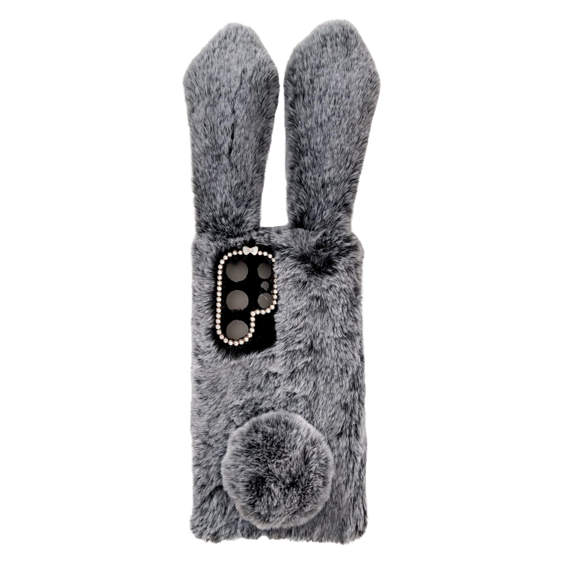 

Чохол для Samsung Galaxy S24 Ultra Теплий Пухнастий 3D Кролячі Вушка Чохол для Телефону Dark Grey