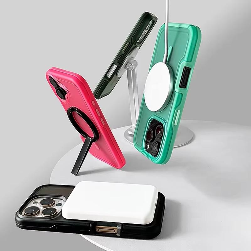 Fluorescent Candy Colour Car Magnetic Matte Phone Case for IPhone 16 15 14 Plus 13 12 Pro Max Wireless Charge Protector Cover