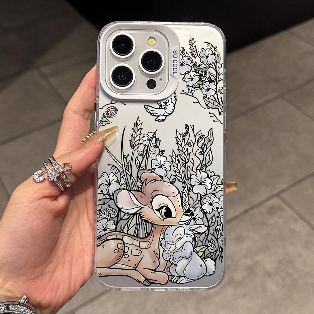 Bambi Bunnies Phone Case for Apple iPhone 16 15 14 Plus 13 12 11 iPhone16 iPhone13 Pro Max X Xs XR 8 7 Silver Matte Hard Cover