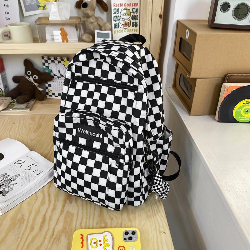 Solid color fashion new college style schoolbag women's large-capacity backpack female college student casual simple canvas
