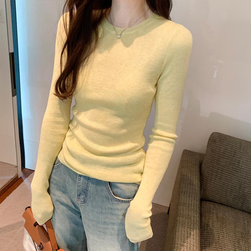 Women's Slim Fit Round Neck Knitted Sweater - Autumn 2024 Collection