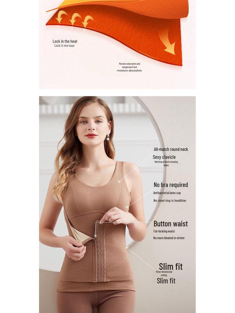 Gilet polaire auto-chauffant pour femme: Couche de base chaude, gainante et rembourrée au niveau de la poitrine, pour l'automne/hiver