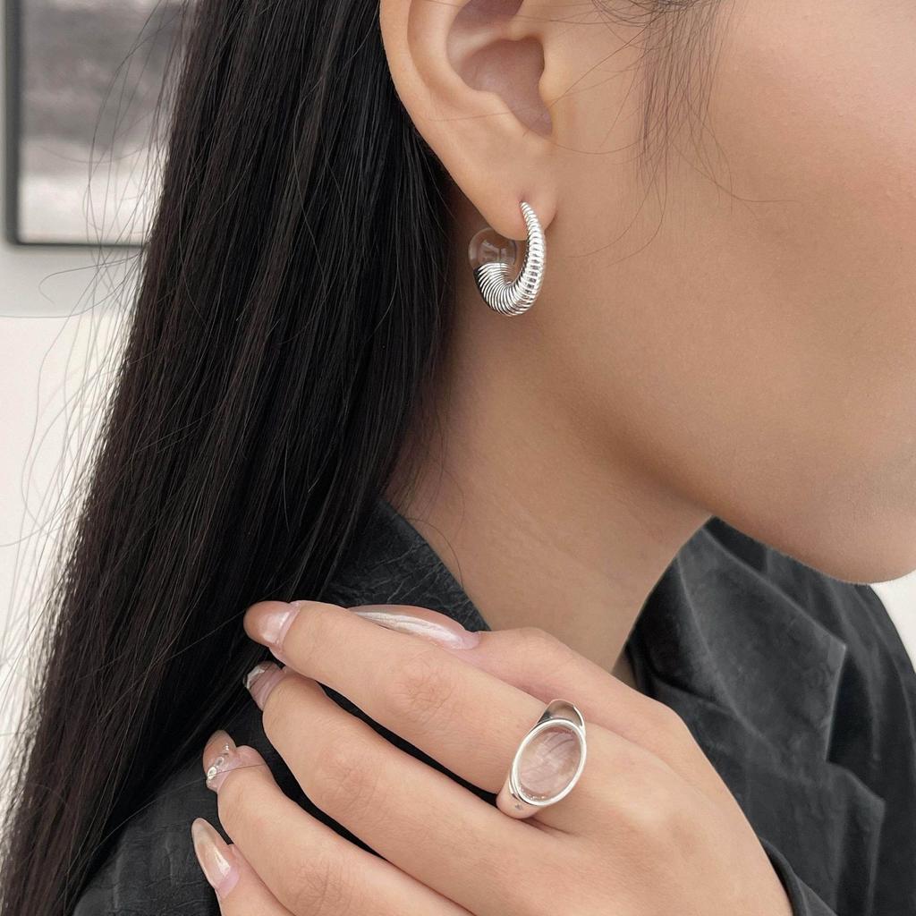 Xiaomi 925 Sterling Silver Rings for Women Couple Minimalist Handmade Vintage Big White Stone Ring Fine Jewelry Gift Prevent Allergy