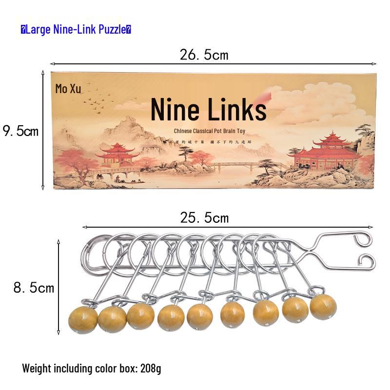 Large Nine-Section Puzzle Rings: High-Difficulty Luban Lock for Children s Intelligence Development