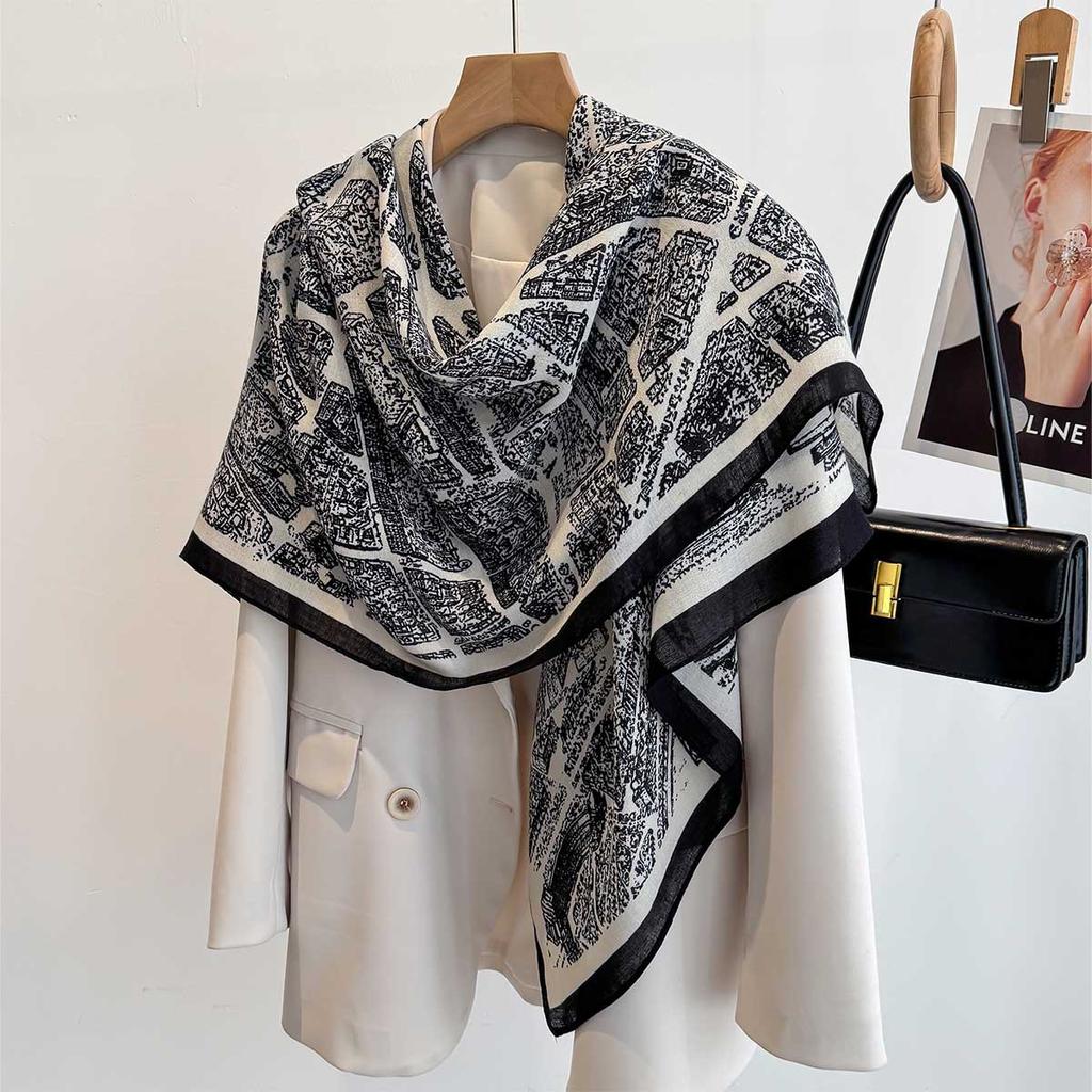 130X130Cm  Luxury Print Satin Silk Square Scarf For Women Summer Sun Protection Shawl Hijab Neckerchief Fashion Wrap Bandana