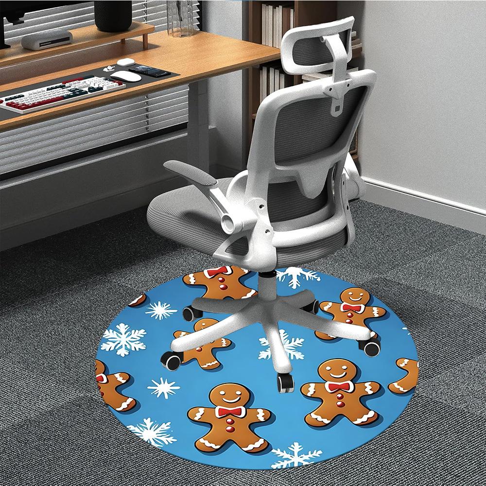 

1pc Gingerbread Man, Snowflake Chair Carpet for Office Non-Slip, Machine Washable Rug for Office - Holiday DecorMachine Made yy251029 80cm by 80cm