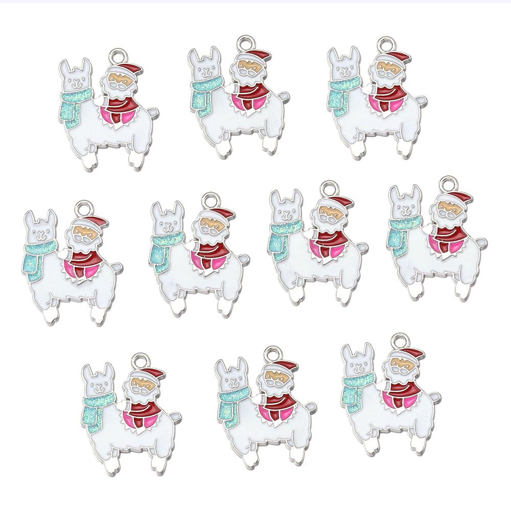 10pcs/lot Alloy Drop Oil Pendants Flower Alpaca Cactus Shaped Charm For DIY Fashion Christmas Necklace Earrings Jewelry Gifts
