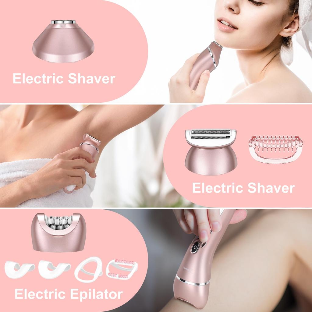 HATTEKER Electric Razors For Women Bikini Trimmer Face Shavers Hair Removal For Underarms Legs Lady Body Trimmer IPX7 Waterproof Trimmer