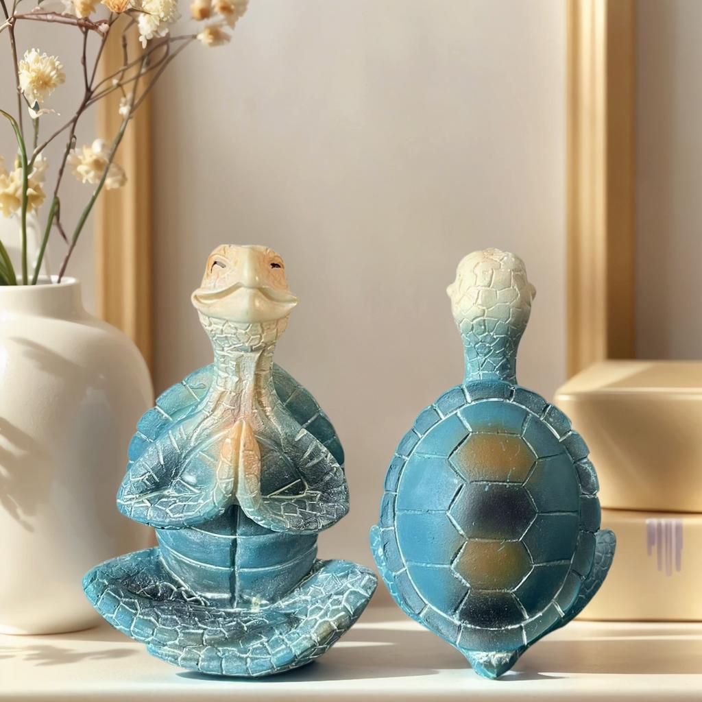 1 Stück Zen-Meditations-Schildkrötenstatue Ornament, Blauer Heilungsstil, Geeignet für Wohnzimmer, Schreibtisch, Arbeitszimmer, Heimdekoration, Ruhige Atmosphäre Deko