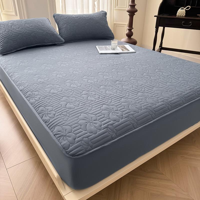 Waterproof Cotton Mattress Cover with Pillowcase Throw Fitted Sheet, Bed Replacement Protector Elastic Bands Non Slip Adjustable