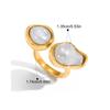 Yori Baroque Shaped Imitation Pearl Asymmetrical Open Ring Water Resistant Texture Fashion Daily Jewelry Waterproof