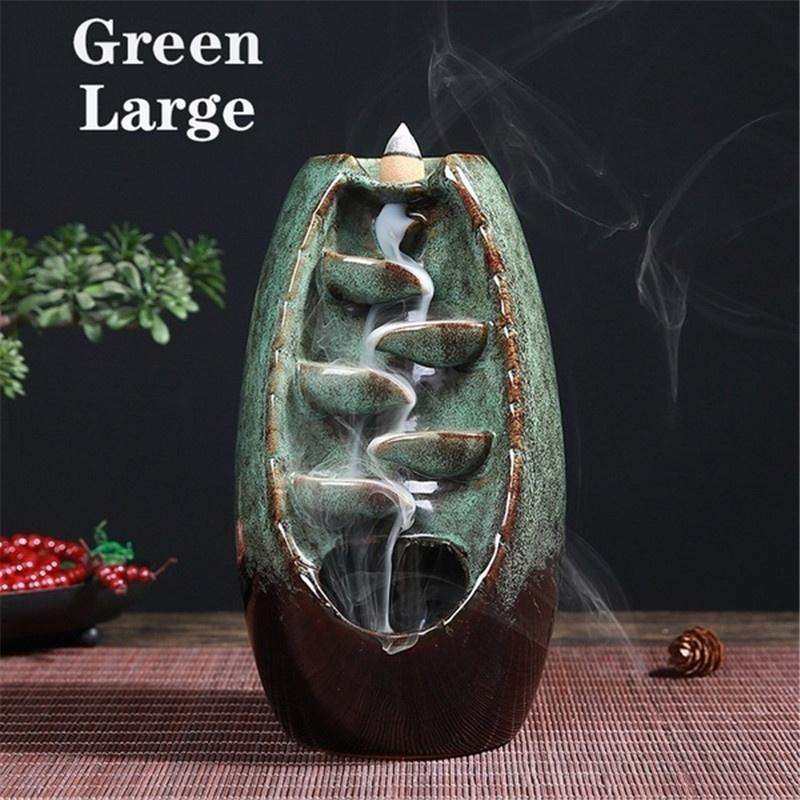 Ceramic Waterfall Backflow Incense Burner Creative Incense Sandalwood Tower Incense Home Decoration Gift Incense
