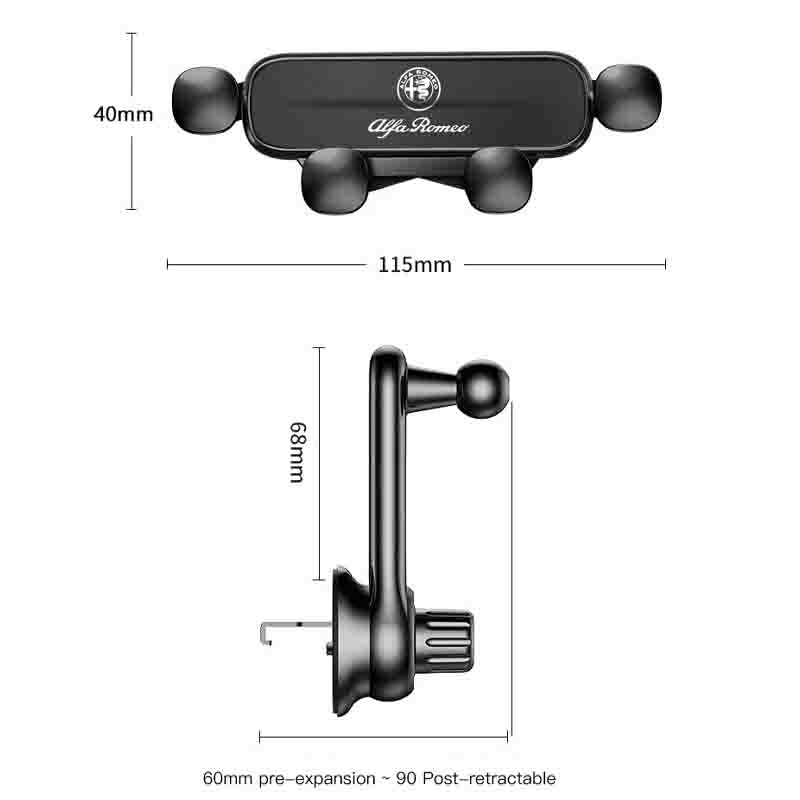Schwerkraft-Handyhalter Auto Lüftungsschlitz Handyhalter Metallständer Auto Innenraum Für Alfa Romeo 4C 159 166 Spider Giulia 156 Mito
