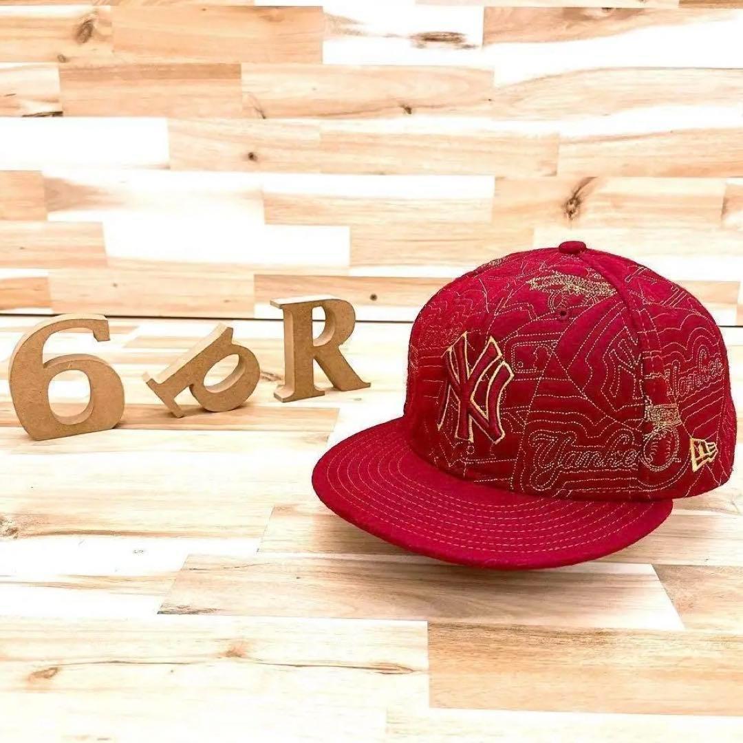 

[USED] Rare New Era x Yankees Quilting Stitch Art Cap in Red