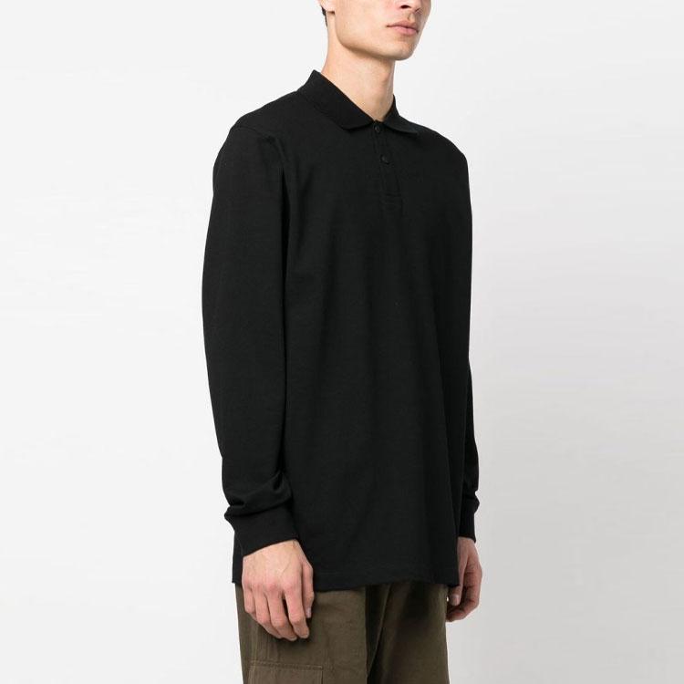 Y-3 SS23 Solid Color Knitted Long Sleeve Polo Shirt Men Tops Black H44801