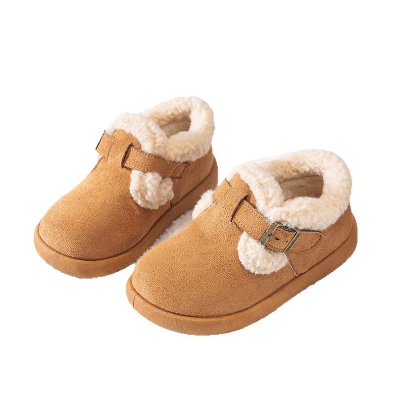 Leather children's Birkenstocks autumn and winter new girls' velvet two cotton small leather shoes boys' baby Doudou shoes