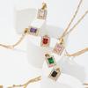 Joolim Jewelry 18k Pvd Gold Plated Luxury Vintage Blue Emerald Clear Pink Purple Zirconia Rectangle  Stainless Steel Pendant  Ne