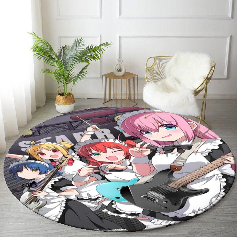 Customizable BOCCHI THE ROCK Round Non-Slip Carpet - Ideal for Garden, Picnic, Office, Perfect for Decoration, Suitable For All Seasons