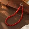 Banyan Tree S925 Silver Red Agate Beaded Necklace - Handmade Chinese Retro Clavicle Chain for Women