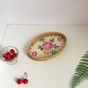3Pcs Plant Fiber Serving Tray Woven Texture Breathable Structure Decorative Snack Tray Flat Tray Sturdy Fruit Tray Tea-Time Use