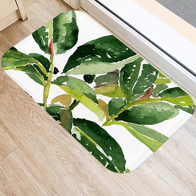 Tropical Plants Leaf Mat Kitchen Rugs Anti-slip Home Hallway Bedroom Entrance Carpets Washable Bathroom Porch Decorative Doormat