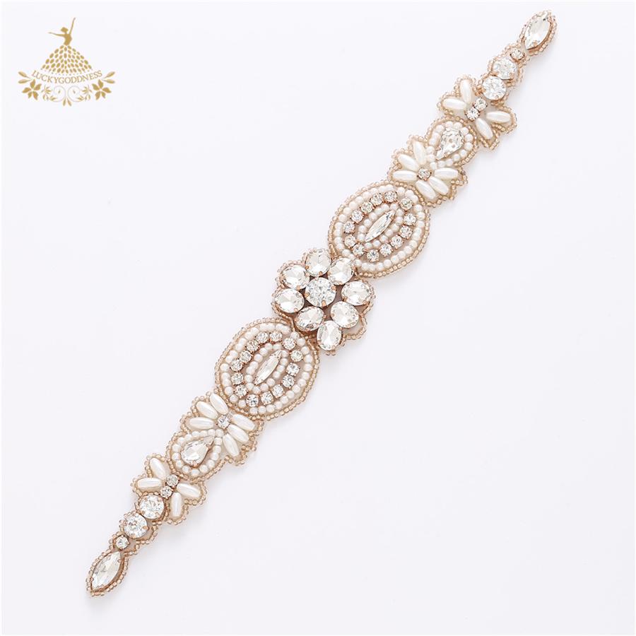 New Rhinestone Trim Accessories Sew On Hot-fix Bodice Applique White Wedding Dress Crystal Belt for Bridal Dress