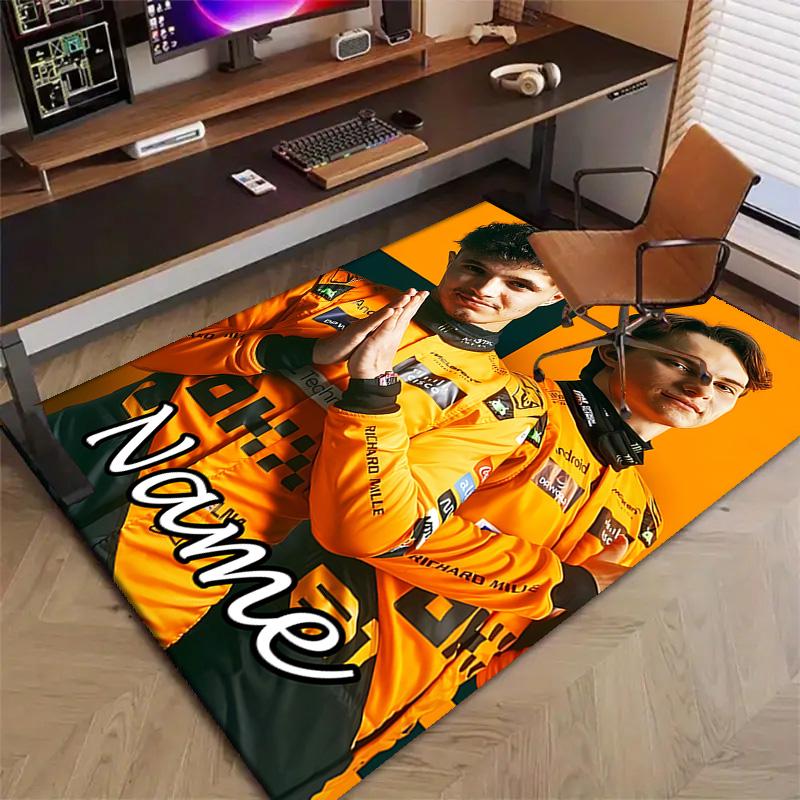 Custom Landos Norris Racing Mat Personalized Name, Polyester Washable Indoor Entryway Rug, Gift for Christmas, Easter, Thanksgiving Day