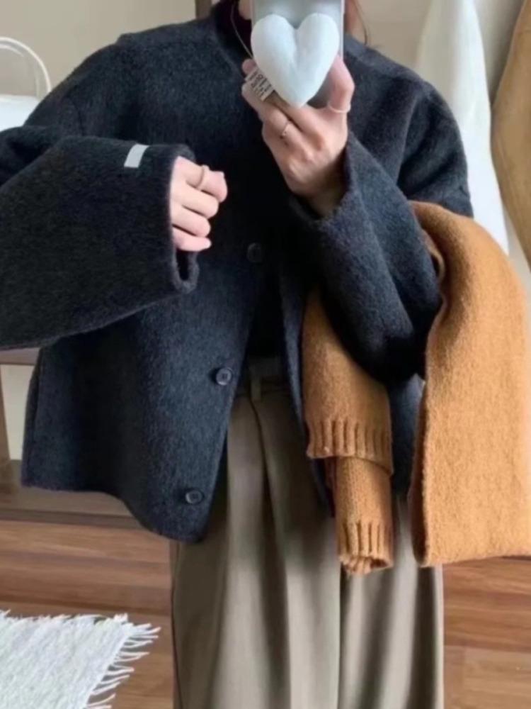 New Spring Double-Sided Wool Petite Women's Korean Light Luxury Hepburn Style Short Coat