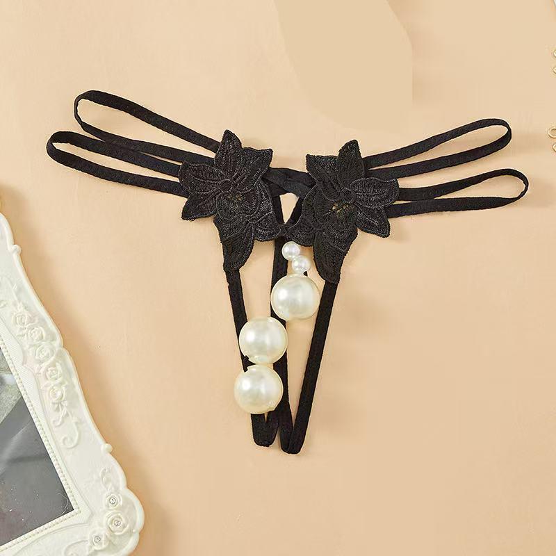 Women's Extra Large Pearl Massage Crotchless Temptation Thong