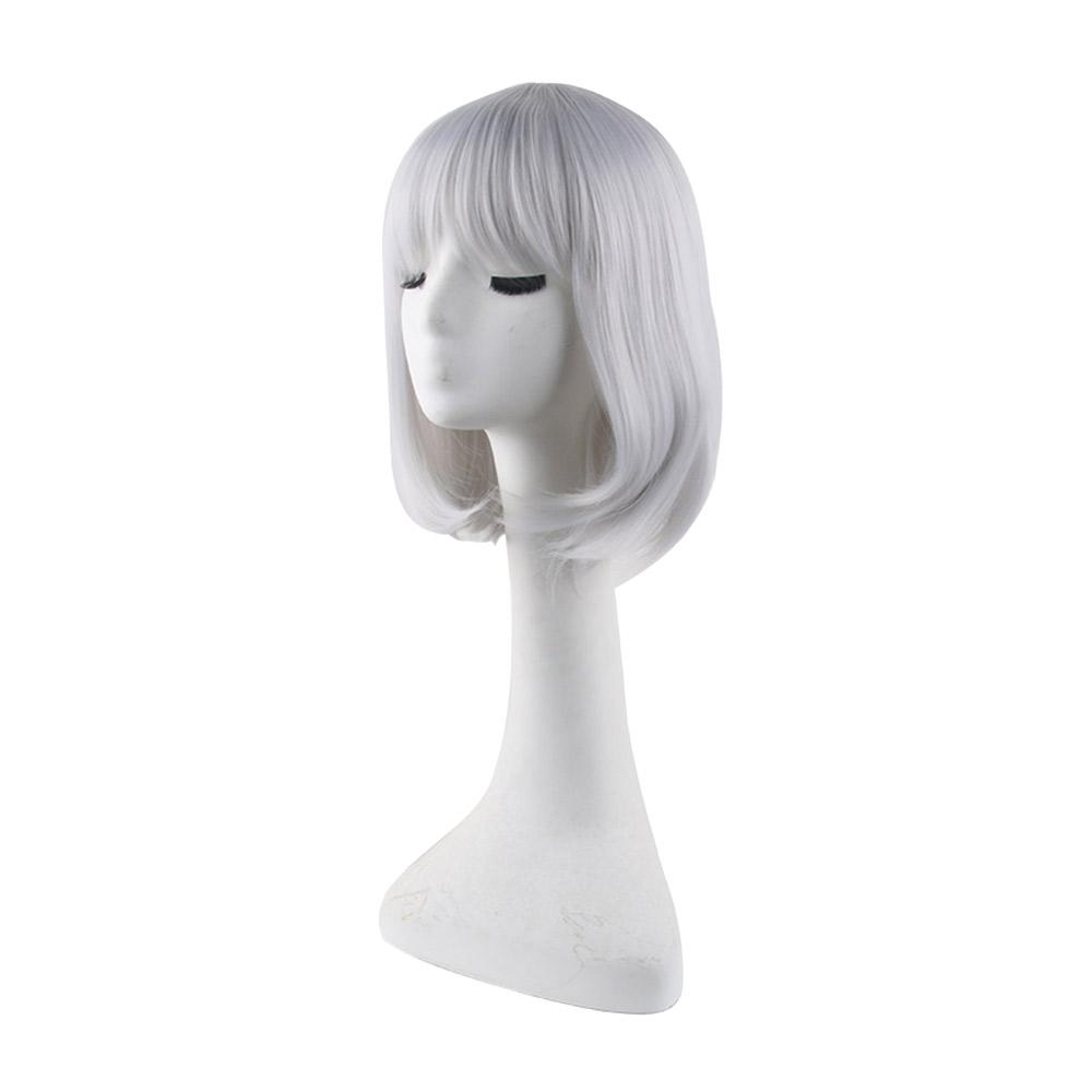Tobiichi Origami Cosplay Wig Date a Live Anime White Short Synthetic Hair Touhou Konpaku Youmu Straight Cut Costume Party