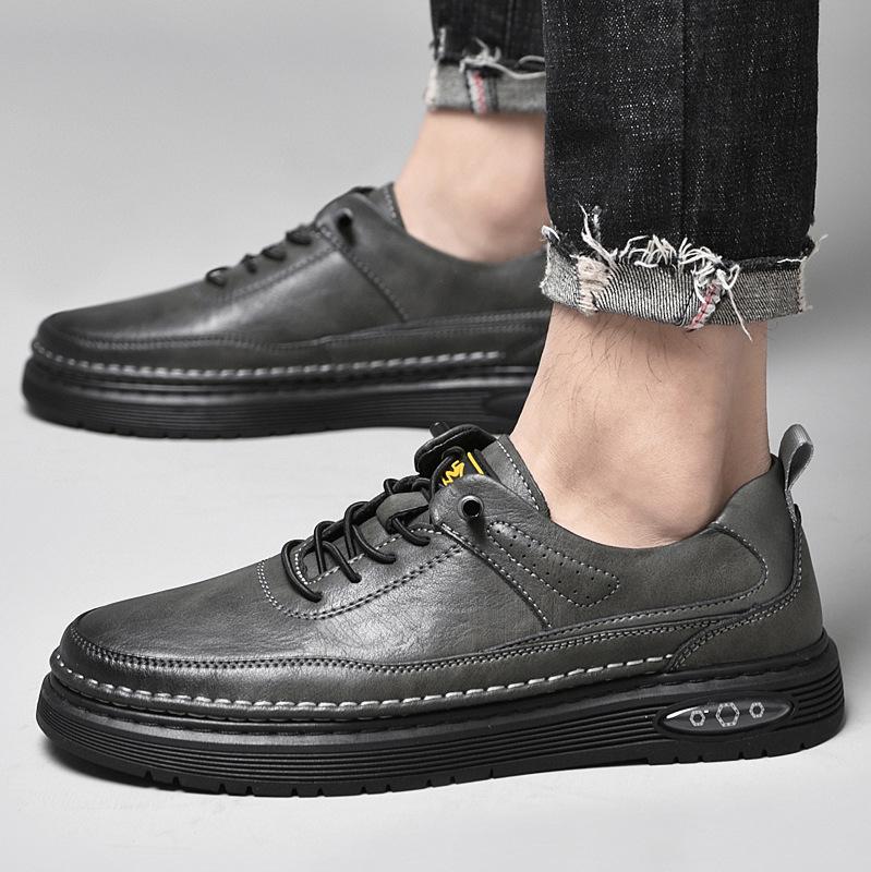 Men's shoes 2025 summer new men's Korean version of light luxury leather surface advanced sense waterproof and non-slip fashion lace-up shoes