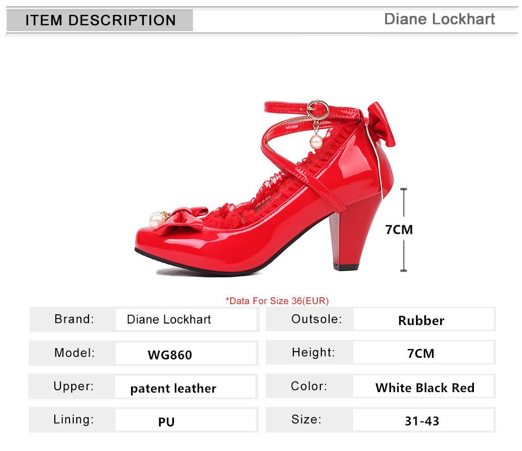 Mode Frühling Damen High Heels Kreuzriemen Mary Jane Pumps Party Hochzeit Cosplay Weiß Rot Schwarz Schnurperle Schleife Prinzessin Lolita Schuhe
