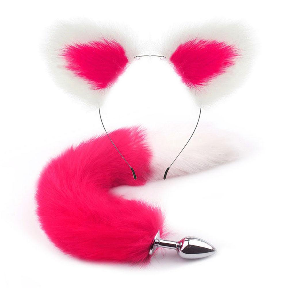 Cute Fox Tail Anal Plug Cat Ears Headbands Set Soft Cat Ears Headbands Collar Erotic Cosplay Couples Accessories SM Sex Toys