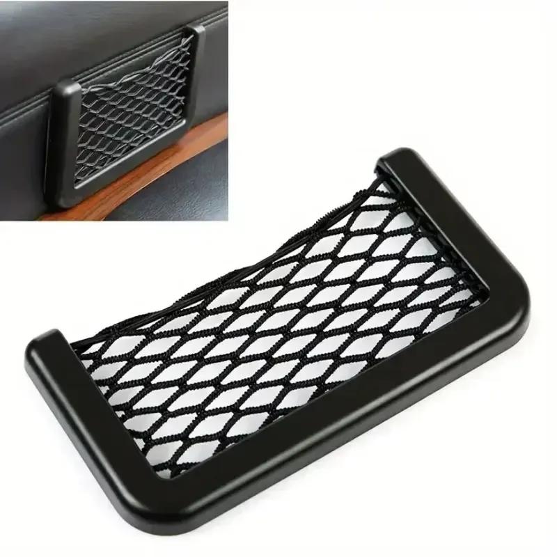 Car Organizer Storage Bag Auto Paste Net Pocket Card Universal Phone Holder Storage and Organization Car Interior Accessories