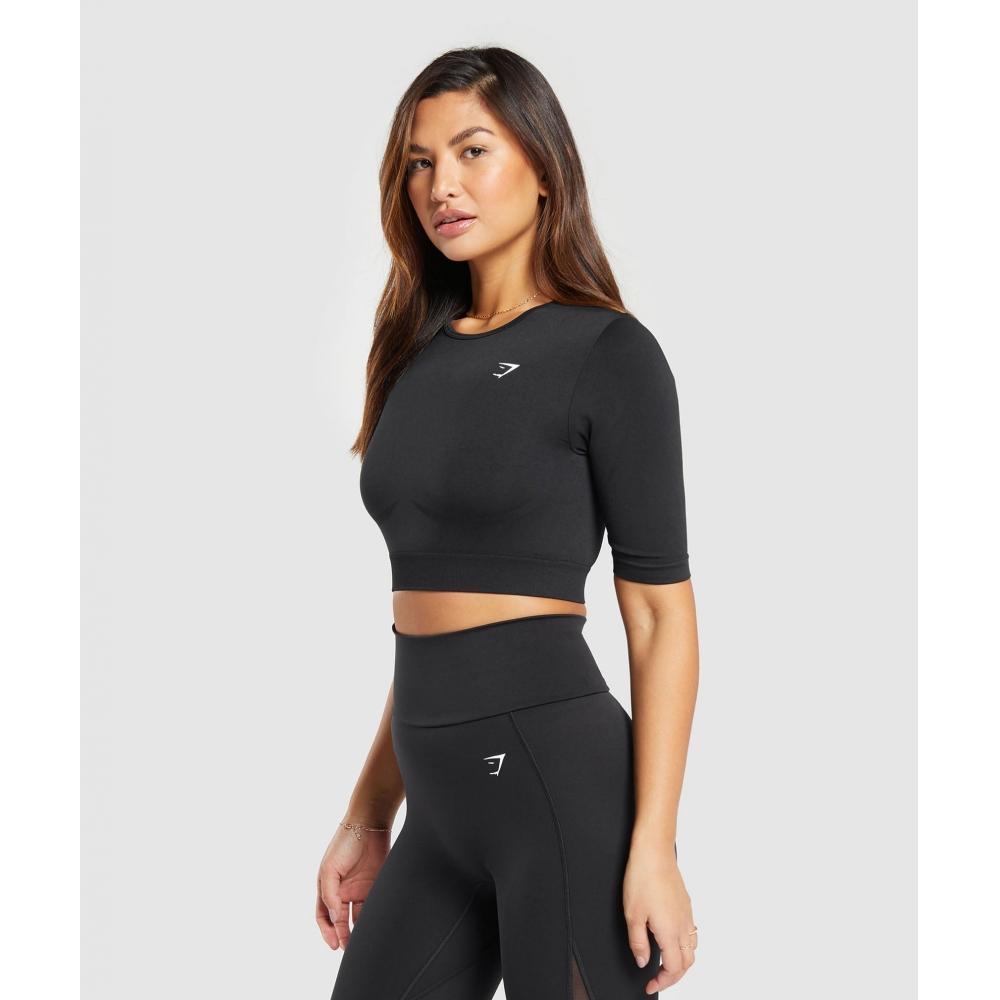 Gymshark Codzienny bezszwowy krótki top czarny B8a4p Bb2j