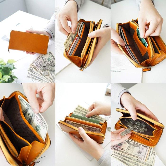 [Dakota Black Label] Long Wallet with Coin Purse, Round Zipper, Genuine Leather, Etica, Men's, Black, BL-620313-10 (10x19.5x2.5cm)