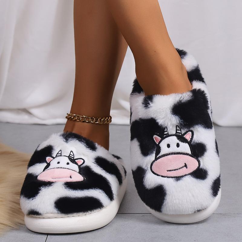 Cute cartoon cow cotton slippers cross-border student Korean version indoor non-slip warm Mao Mao shoes cross-border spot