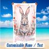 Easter Bunny Theme Beach Towel Personalized Custom Name & Text Soft Quick Dry Beach Towel for Swimming Travel