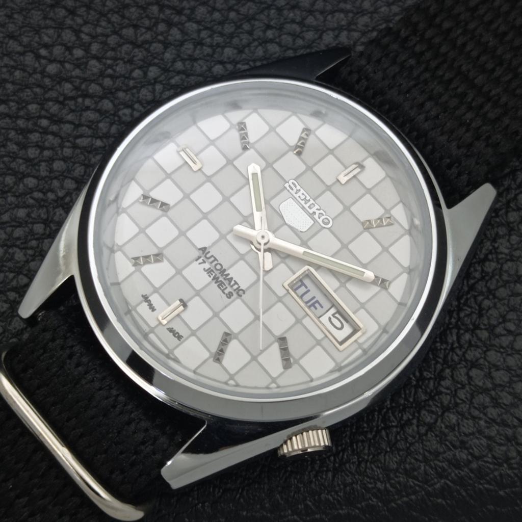 REFURBISHED JAPAN MADE SEIKO 5 AUTOMATIC MENS WATCH WHITE DIAL CUSTOM A440130-2 QV90-a440130
