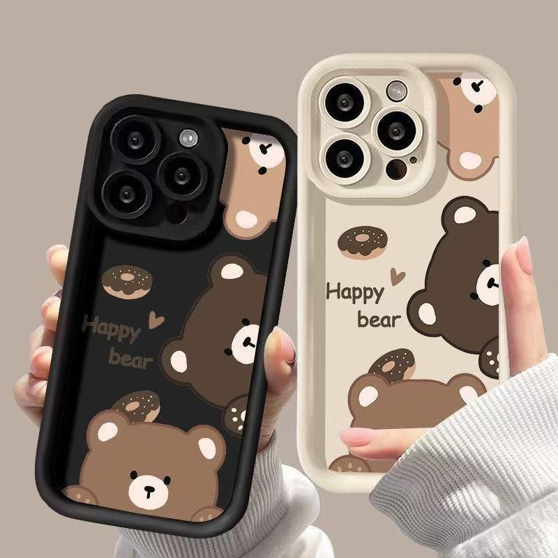 Cute Cartoon Happy Bear Anti Drop Soft Phone Case For Multiple Apple Iphone Models