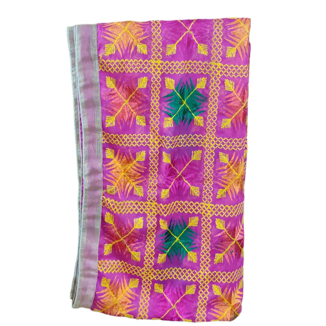 

@ Indian Traditional Phulkari Pink Dupatta For Women N753 MJ-230-60%OFF